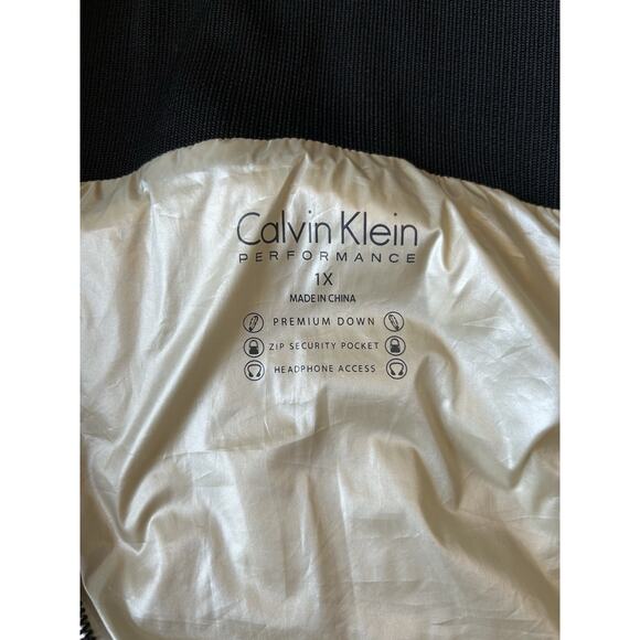 CALVIN KLEIN Women Puffer Vest Jacket Rose Gold Premium Down Asymmetrical Zip 1X - Picture 5 of 9